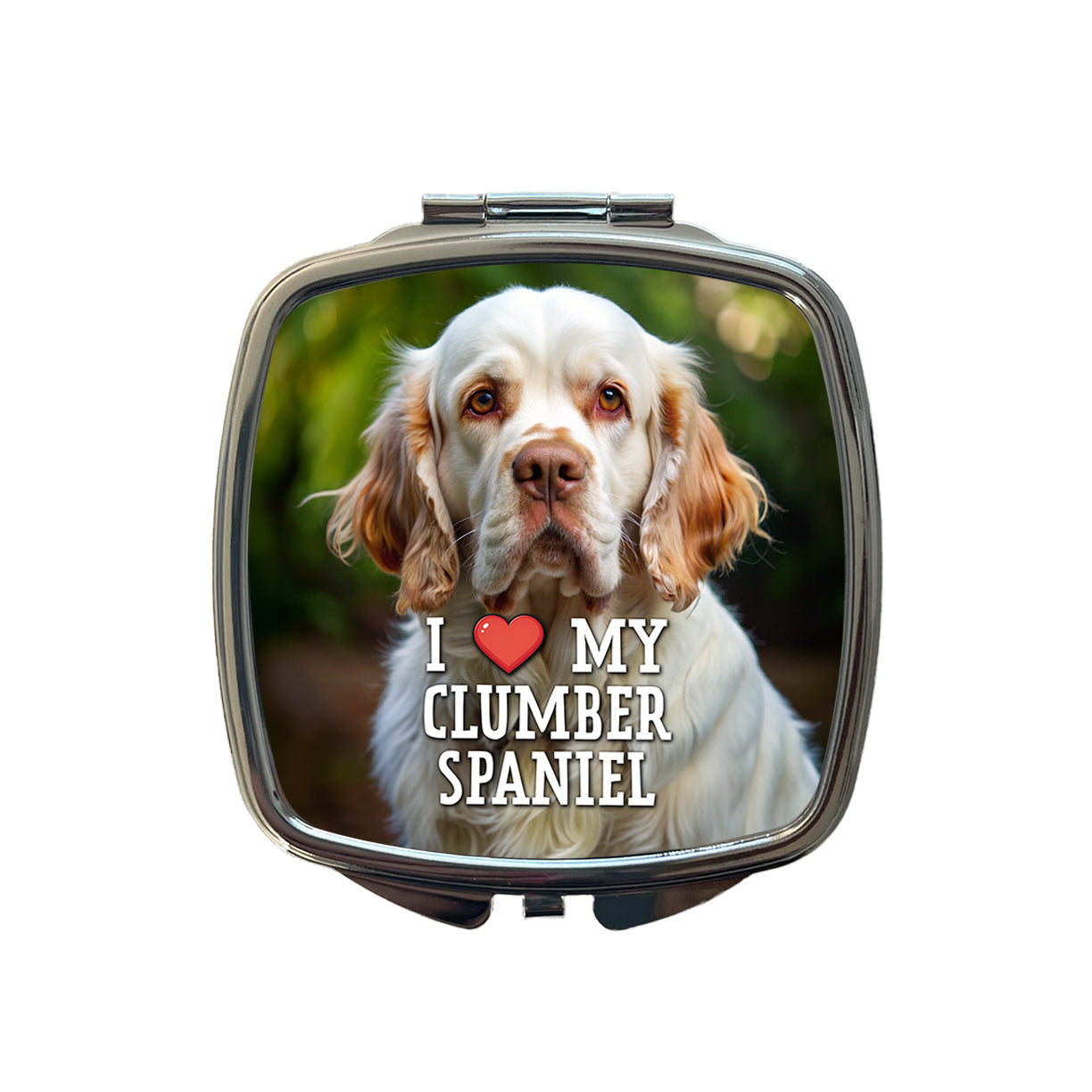 I Love My Clumber Spaniel Dog Heart Small Travel Purse Handbag Pocket Makeup Compact Mirror