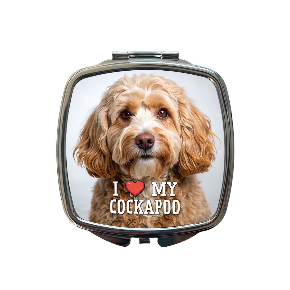 I Love My Cockapoo Dog Heart Small Travel Purse Handbag Pocket Makeup Compact Mirror