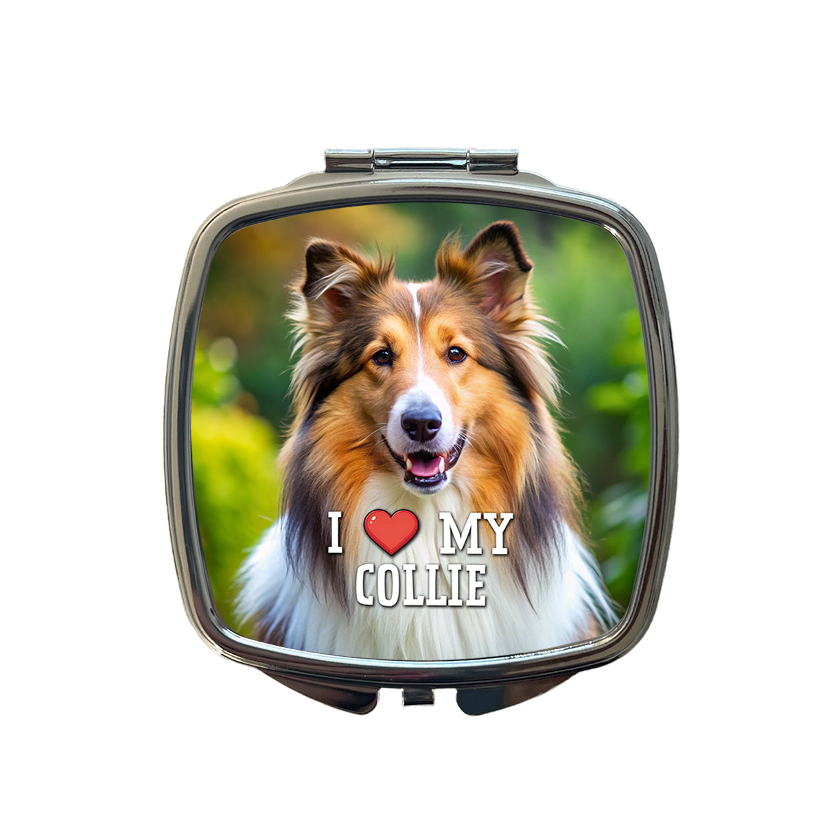 I Love My Collie Dog Heart Small Travel Purse Handbag Pocket Makeup Compact Mirror