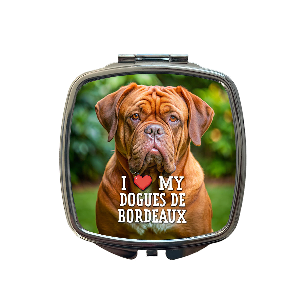 I Love My Dogues De Bordeaux Dog Heart Small Travel Purse Handbag Pocket Makeup Compact Mirror