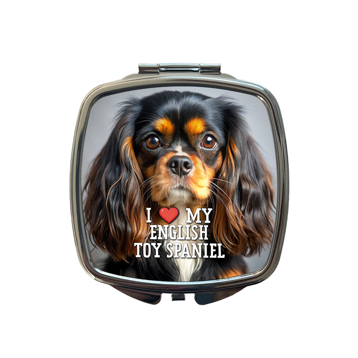 I Love My English Toy Spaniel Dog Heart Small Travel Purse Handbag Pocket Makeup Compact Mirror