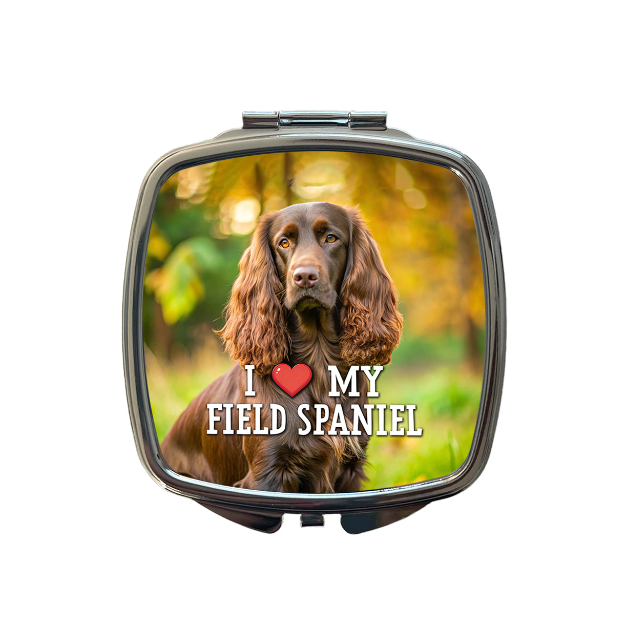 I Love My Field Spaniel Dog Heart Small Travel Purse Handbag Pocket Makeup Compact Mirror