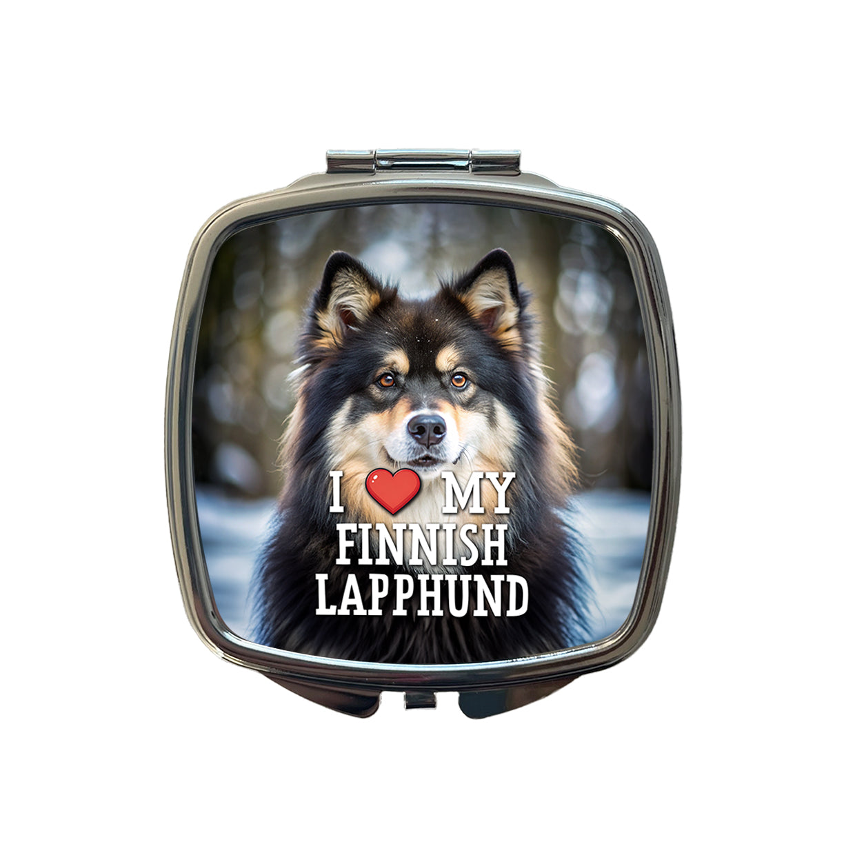 I Love My Finnish Lapphund Dog Heart Small Travel Purse Handbag Pocket Makeup Compact Mirror