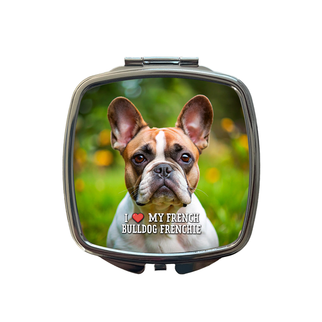 I Love My French Bulldog Frenchie Dog Heart Small Travel Purse Handbag Pocket Makeup Compact Mirror