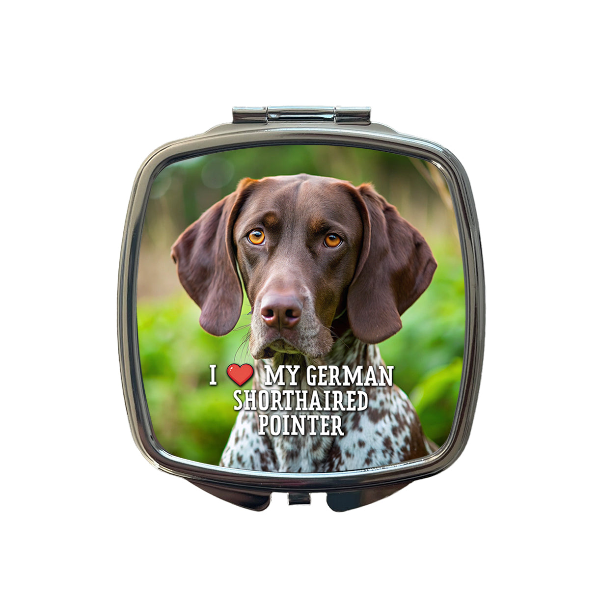 I Love My German Shorthaired Pointer Dog Heart Small Travel Purse Handbag Pocket Makeup Compact Mirror
