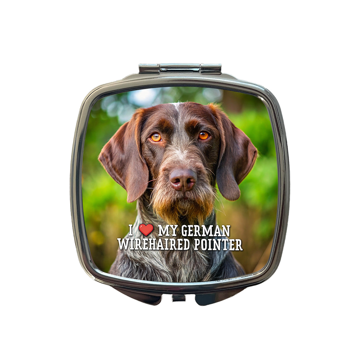 I Love My German Wirehaired Pointer Dog Heart Small Travel Purse Handbag Pocket Makeup Compact Mirror