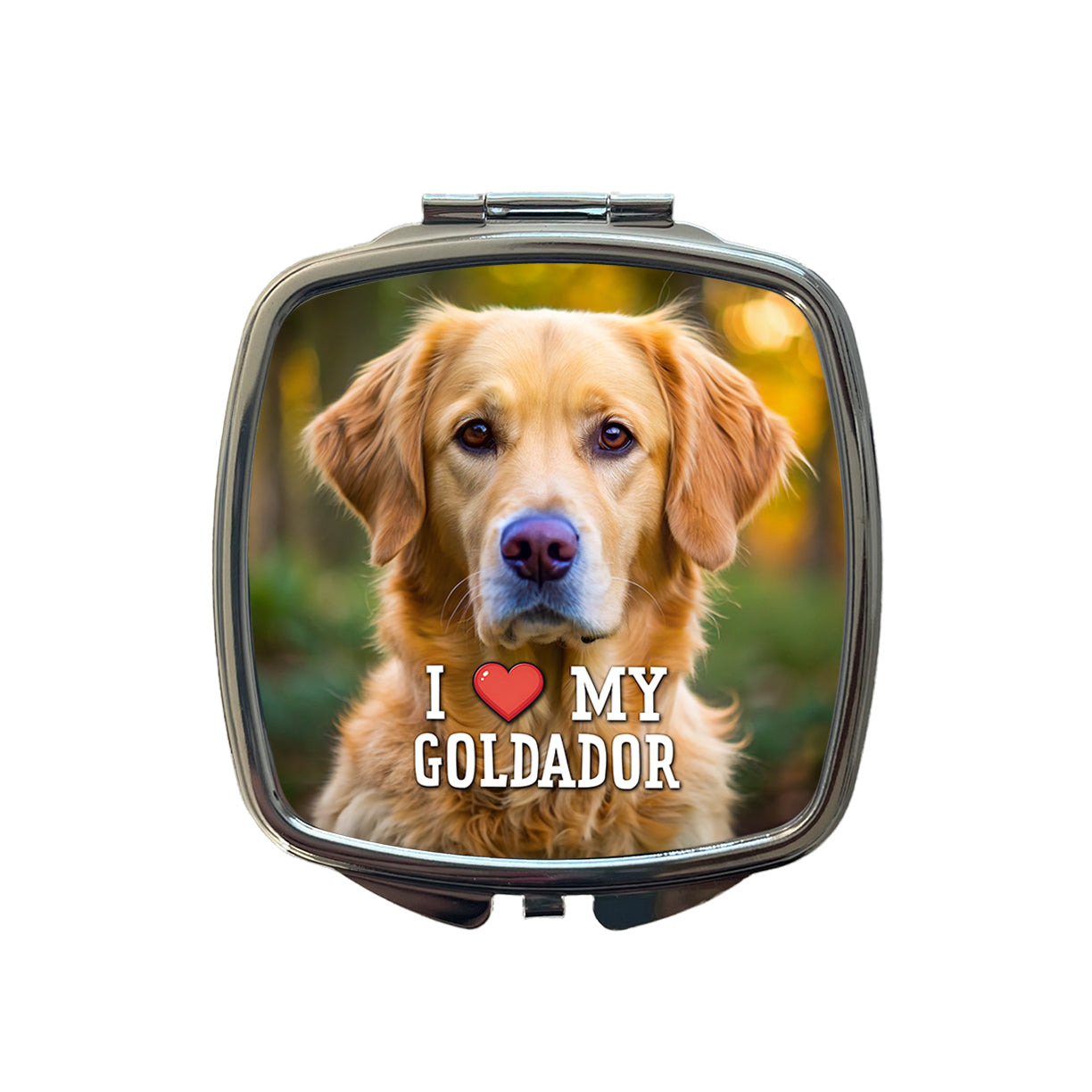 I Love My Goldador Dog Heart Small Travel Purse Handbag Pocket Makeup Compact Mirror