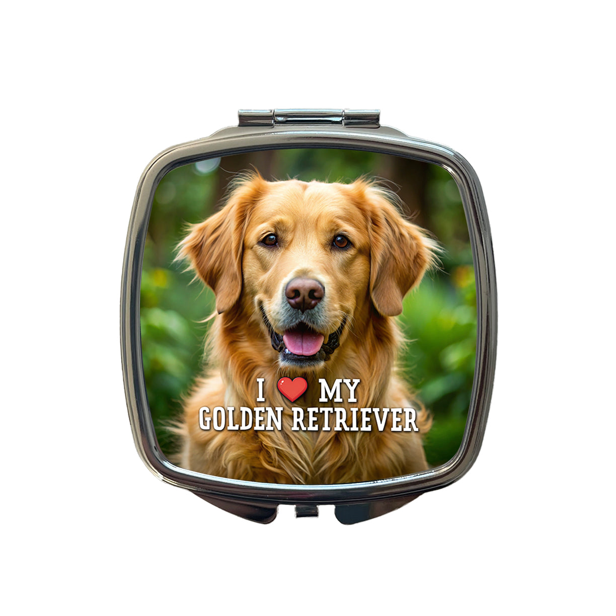 I Love My Golden Retriever Dog Heart Small Travel Purse Handbag Pocket Makeup Compact Mirror