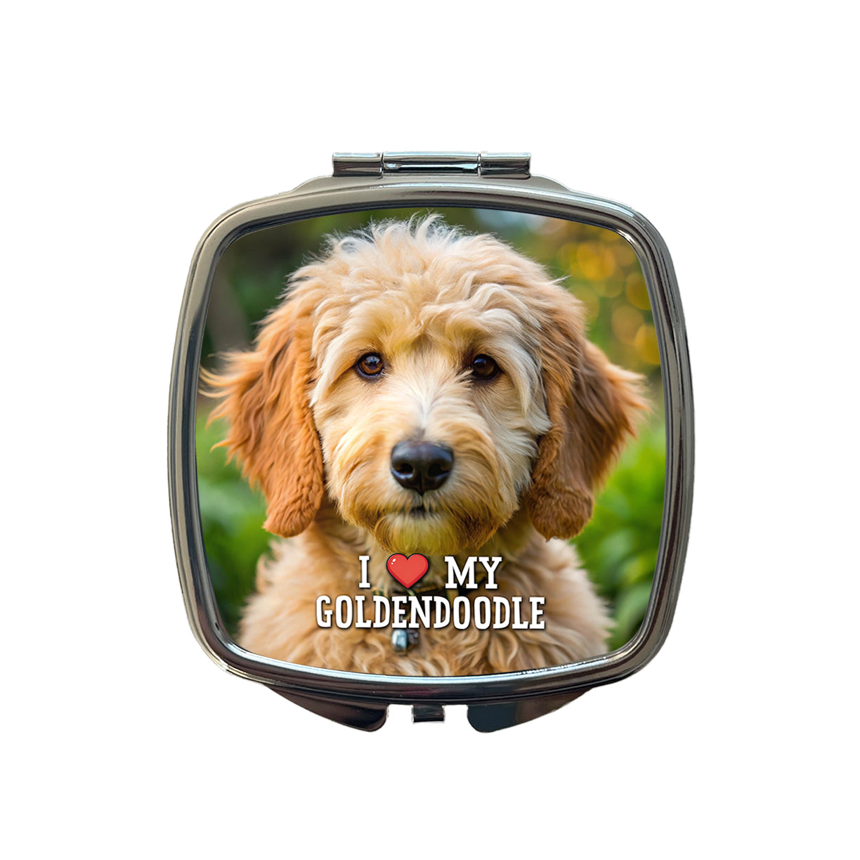 I Love My Goldendoodle Dog Heart Small Travel Purse Handbag Pocket Makeup Compact Mirror
