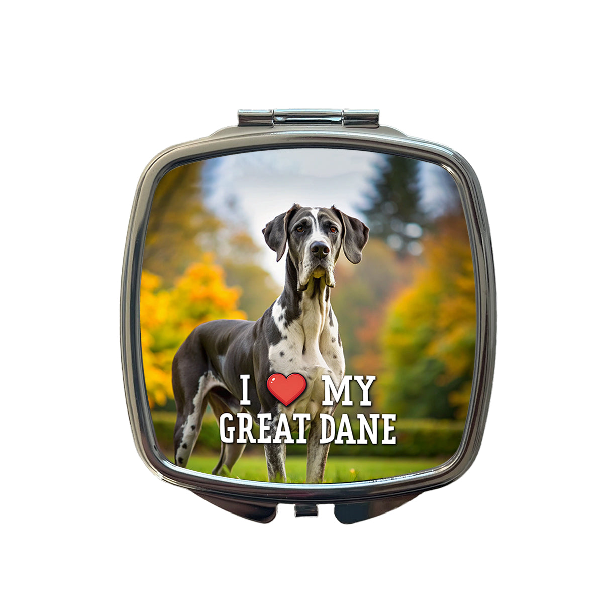 I Love My Great Dane Dog Heart Small Travel Purse Handbag Pocket Makeup Compact Mirror