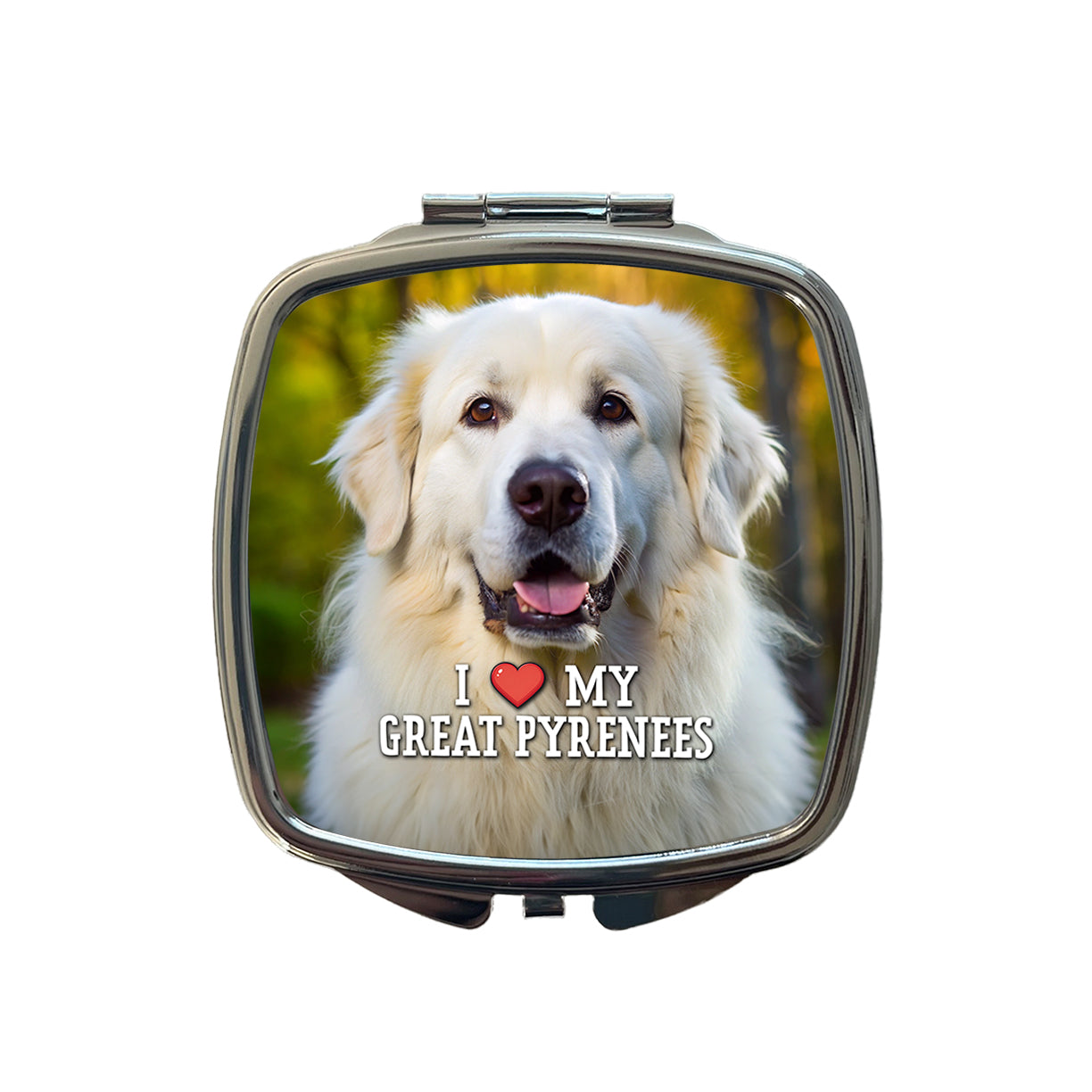I Love My Great Pyrenees Dog Heart Small Travel Purse Handbag Pocket Makeup Compact Mirror