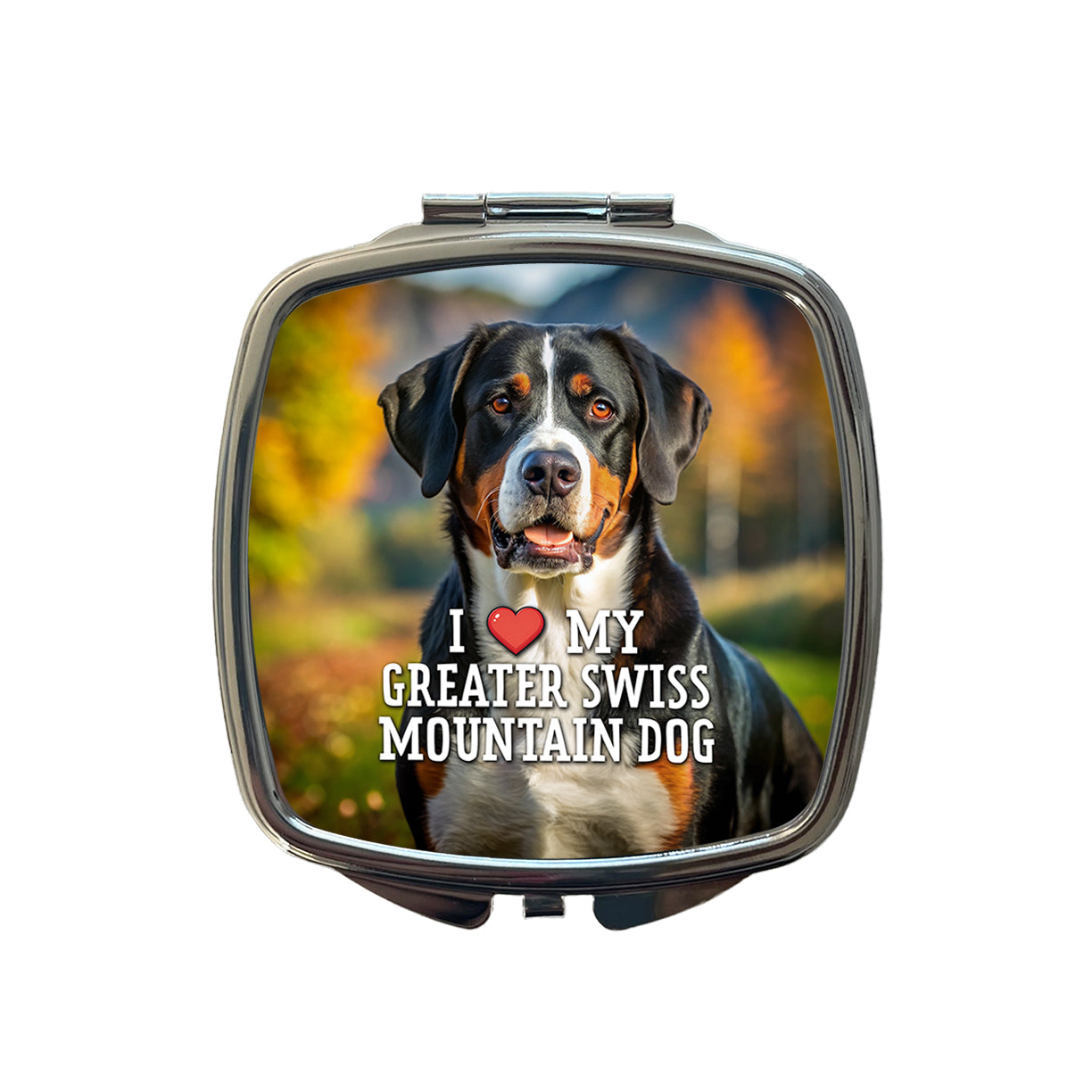 I Love My Greater Swiss Mountain Dog Heart Small Travel Purse Handbag Pocket Makeup Compact Mirror