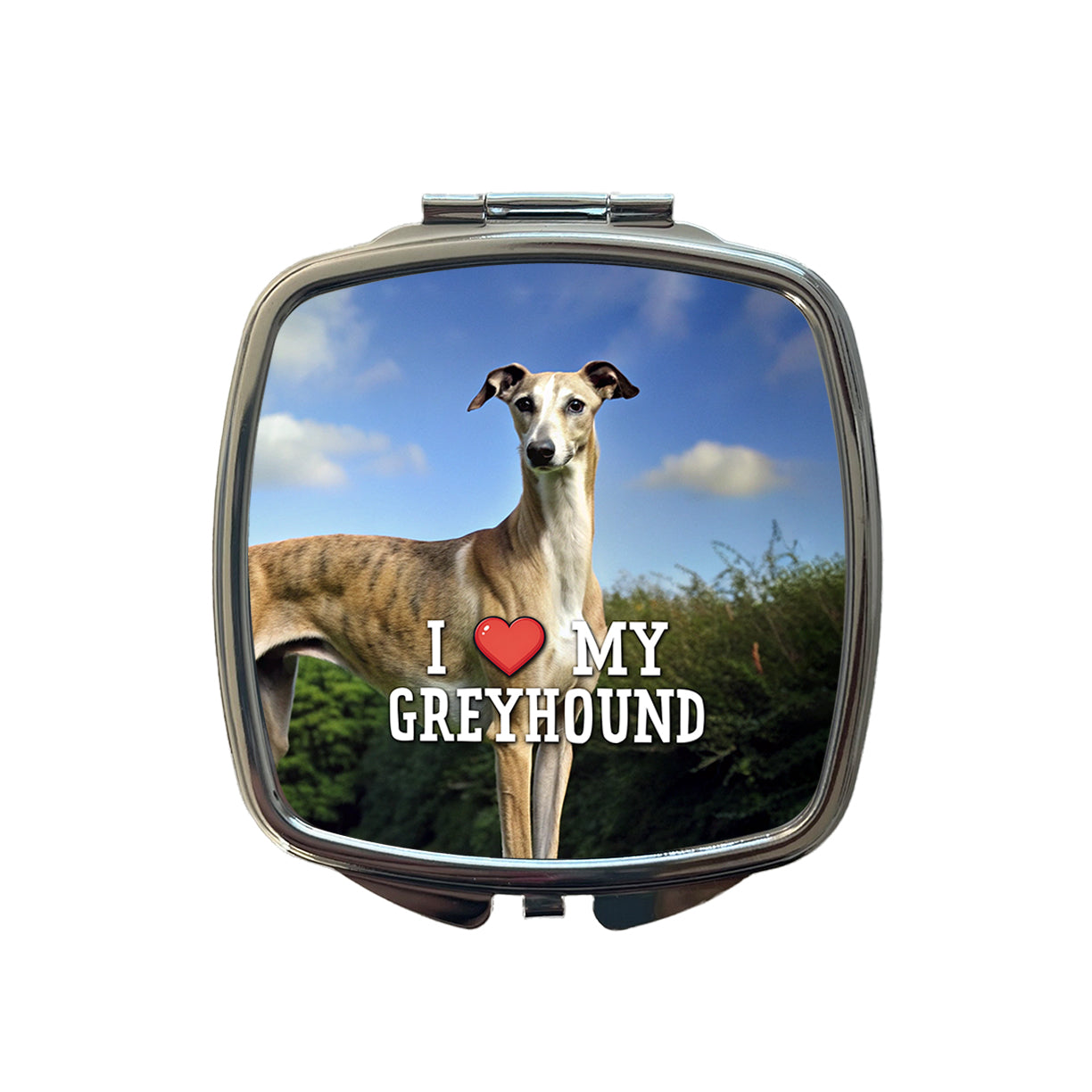 I Love My Greyhound Dog Heart Small Travel Purse Handbag Pocket Makeup Compact Mirror