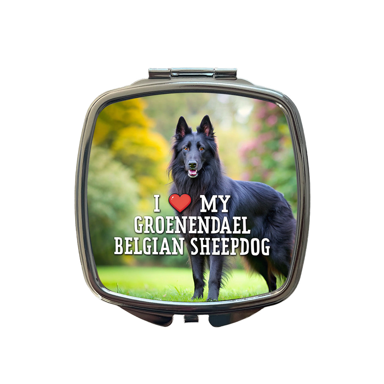 I Love My Groenendael Belgian Sheepdog Dog Heart Small Travel Purse Handbag Pocket Makeup Compact Mirror