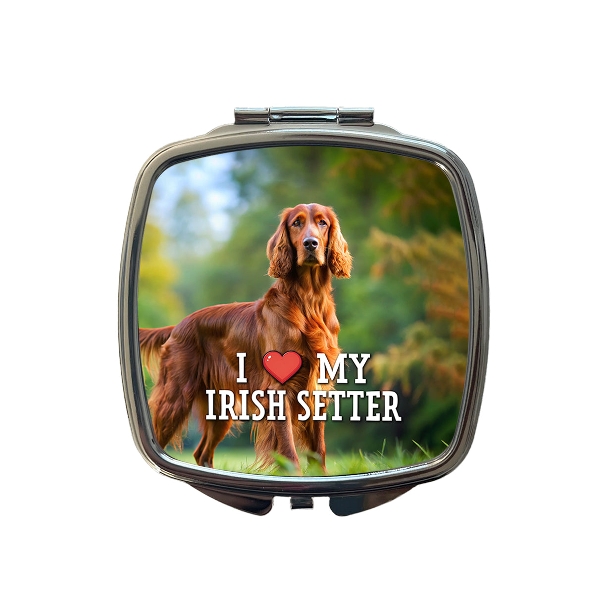 I Love My Irish Setter Dog Heart Small Travel Purse Handbag Pocket Makeup Compact Mirror