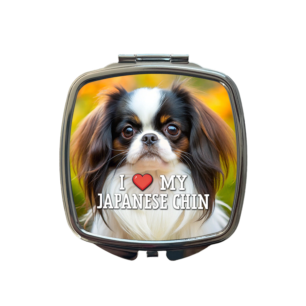 I Love My Japanese Chin Dog Heart Small Travel Purse Handbag Pocket Makeup Compact Mirror