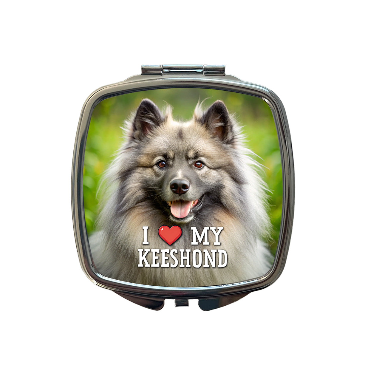 I Love My Keeshond Dog Heart Small Travel Purse Handbag Pocket Makeup Compact Mirror