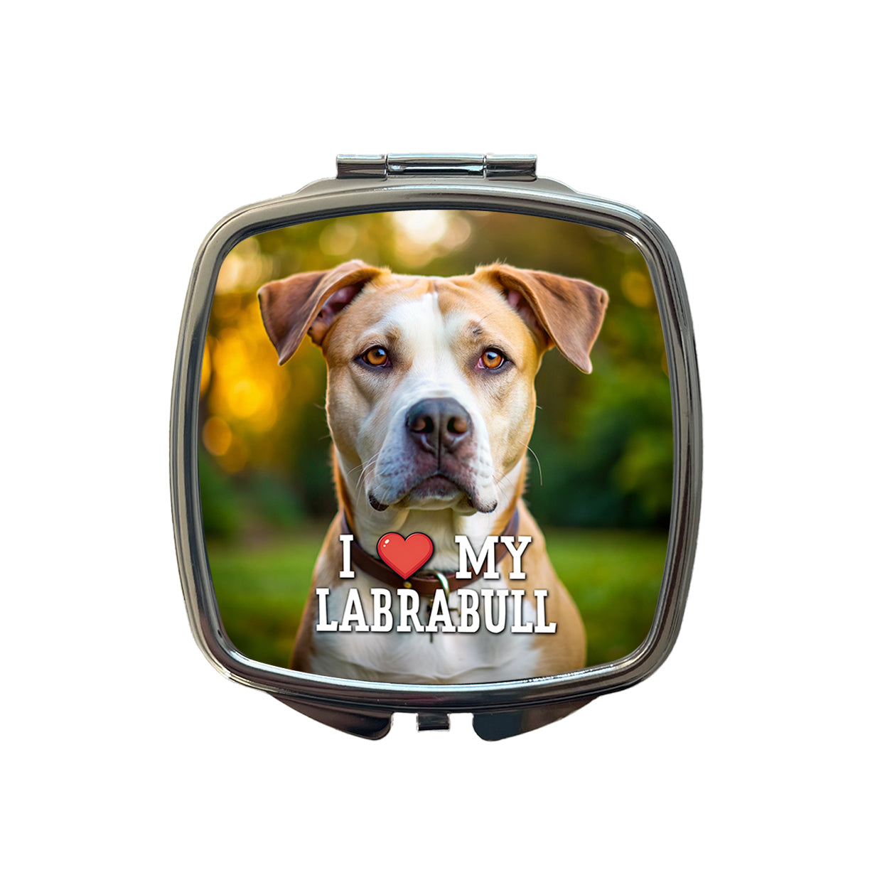 I Love My Labrabull Dog Heart Small Travel Purse Handbag Pocket Makeup Compact Mirror
