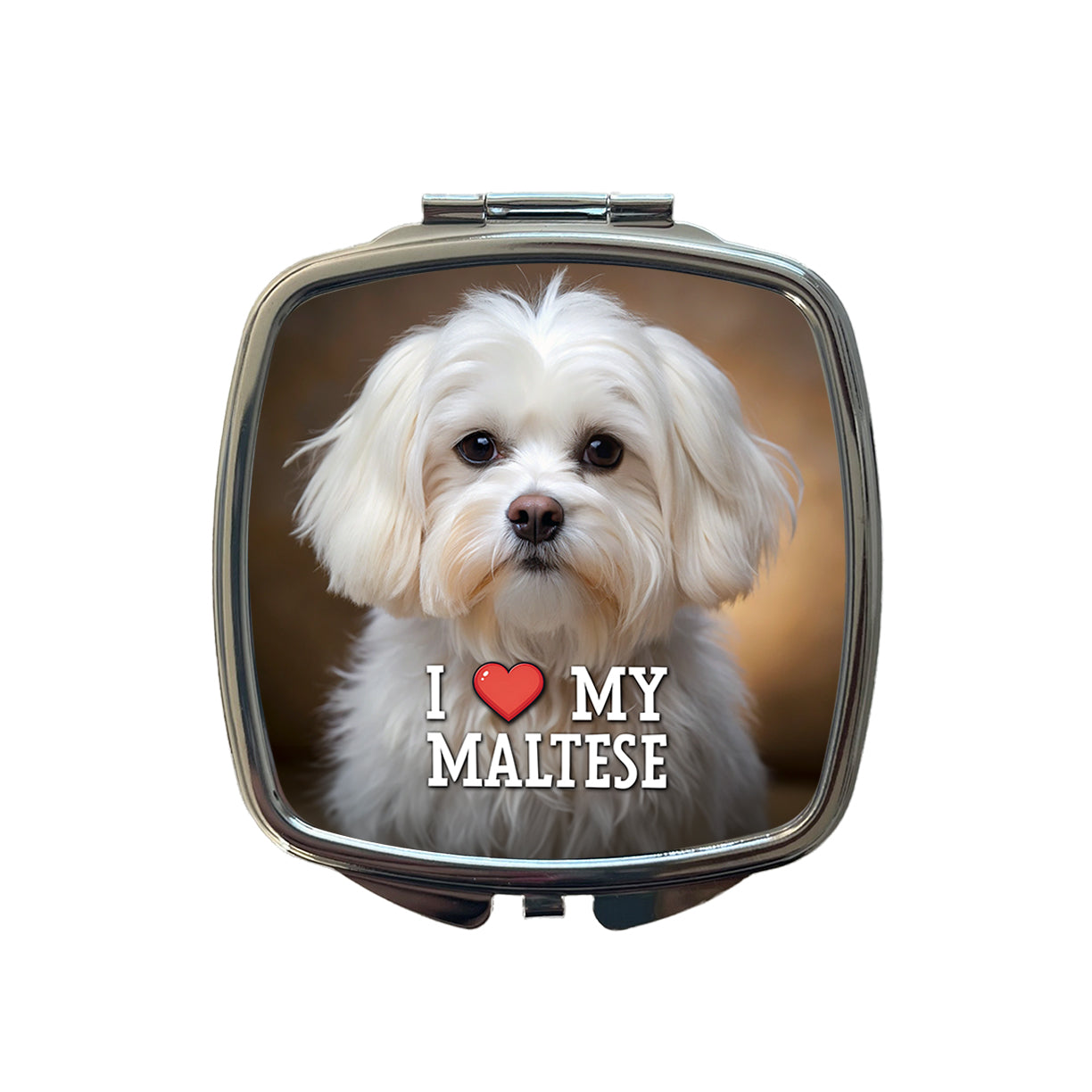 I Love My Maltese Dog Heart Small Travel Purse Handbag Pocket Makeup Compact Mirror