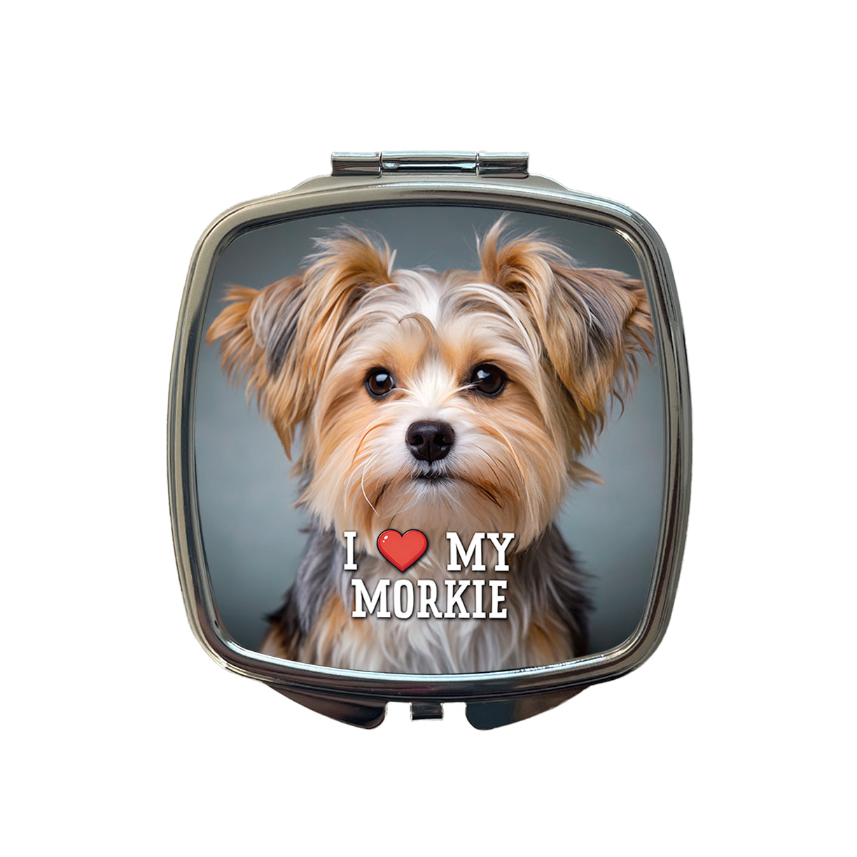 I Love My Morkie Dog Heart Small Travel Purse Handbag Pocket Makeup Compact Mirror