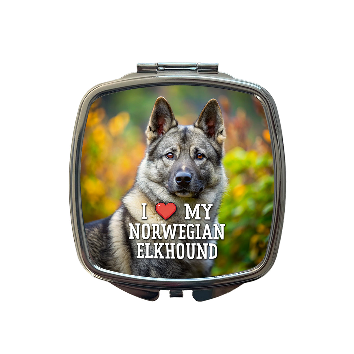 I Love My Norwegian Elkhound Dog Heart Small Travel Purse Handbag Pocket Makeup Compact Mirror
