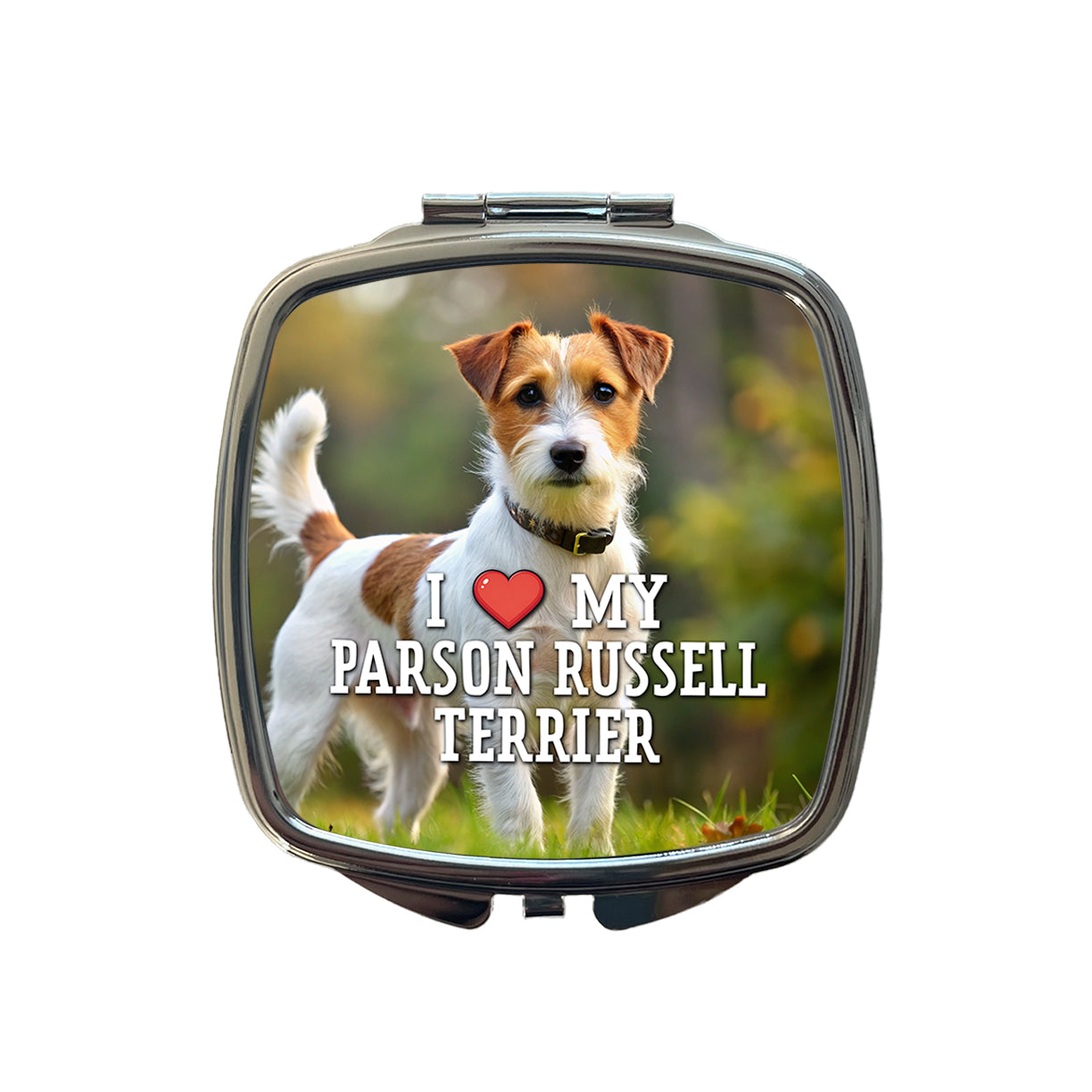 I Love My Parson Russell Terrier Dog Heart Small Travel Purse Handbag Pocket Makeup Compact Mirror