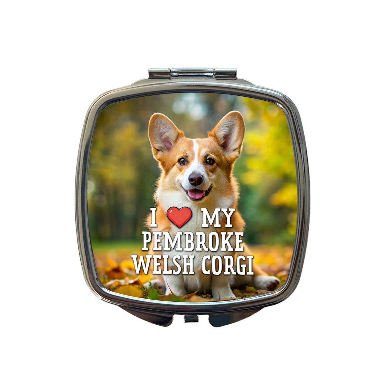 I Love My Pembroke Welsh Corgi Dog Heart Small Travel Purse Handbag Pocket Makeup Compact Mirror