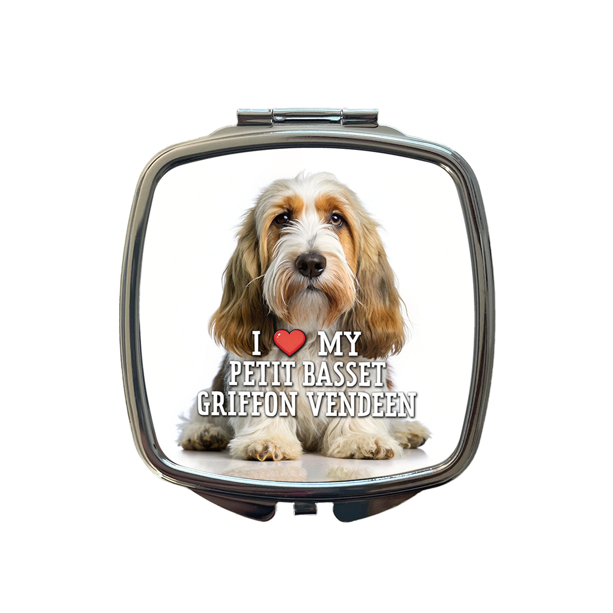 I Love My Petit Basset Griffon Vendeen Dog Heart Small Travel Purse Handbag Pocket Makeup Compact Mirror