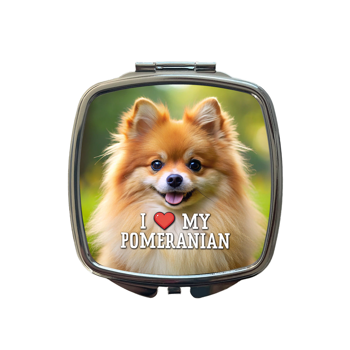 I Love My Pomeranian Dog Heart Small Travel Purse Handbag Pocket Makeup Compact Mirror