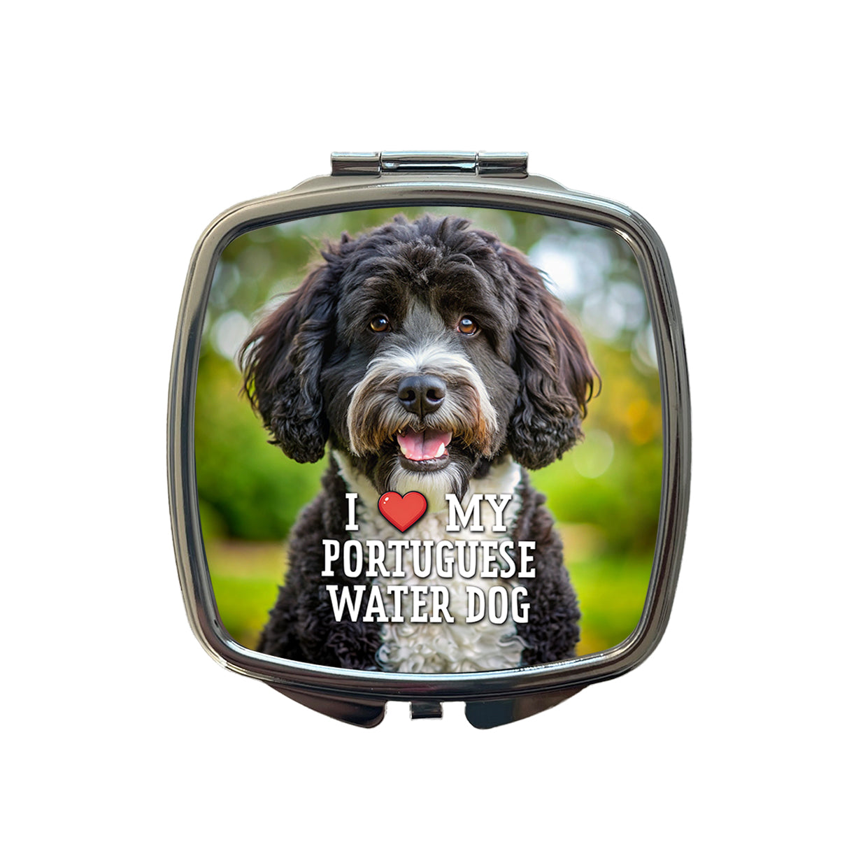 I Love My Portuguese Water Dog Heart Small Travel Purse Handbag Pocket Makeup Compact Mirror