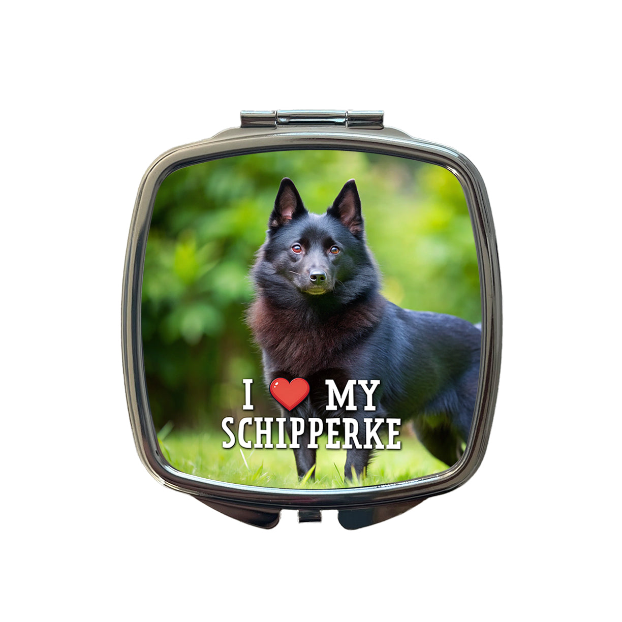 I Love My Schipperke Dog Heart Small Travel Purse Handbag Pocket Makeup Compact Mirror