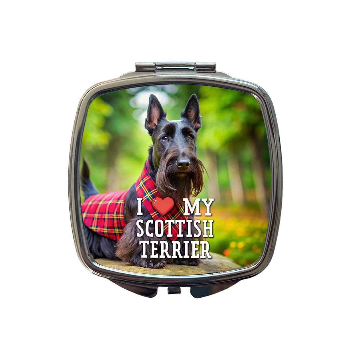 I Love My Scottish Terrier Dog Heart Small Travel Purse Handbag Pocket Makeup Compact Mirror