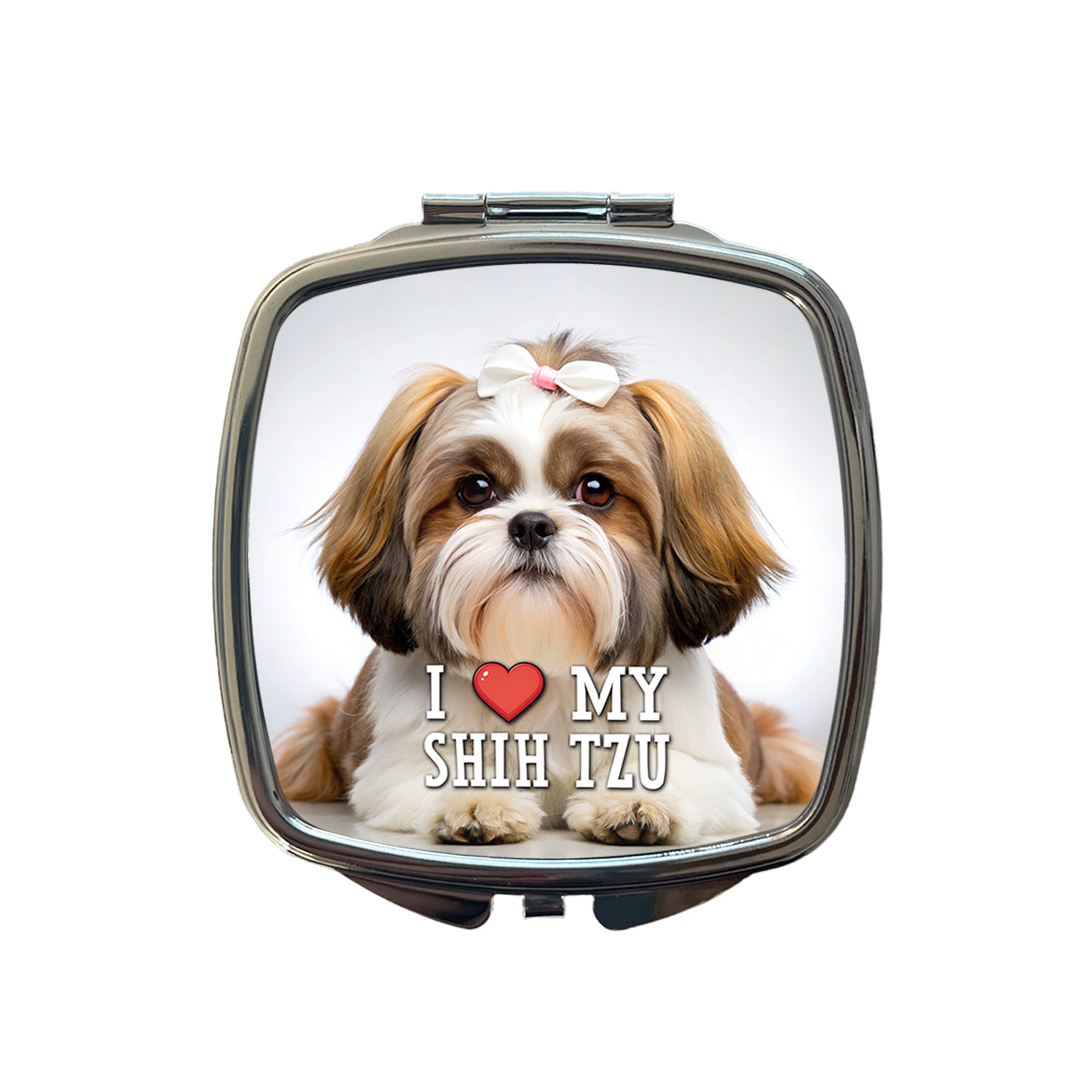I Love My Shih Tzu Dog Heart Small Travel Purse Handbag Pocket Makeup Compact Mirror