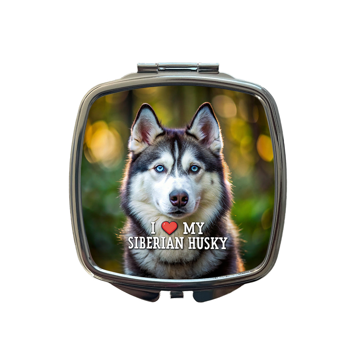 I Love My Siberian Husky Dog Heart Small Travel Purse Handbag Pocket Makeup Compact Mirror