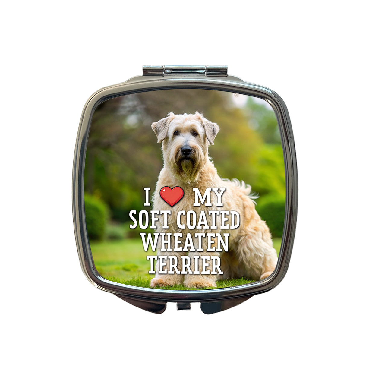 I Love My Soft Coated Wheaten Terrier Dog Heart Small Travel Purse Handbag Pocket Makeup Compact Mirror