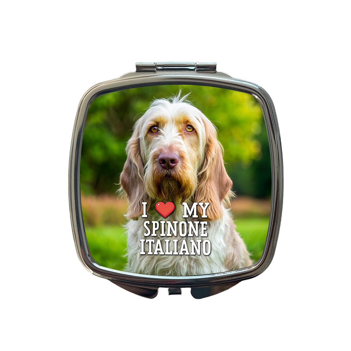 I Love My Spinone Italiano Dog Heart Small Travel Purse Handbag Pocket Makeup Compact Mirror