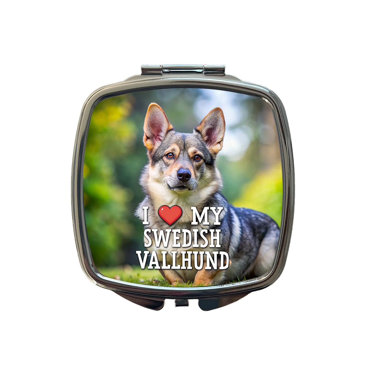 I Love My Swedish Vallhund Dog Heart Small Travel Purse Handbag Pocket Makeup Compact Mirror