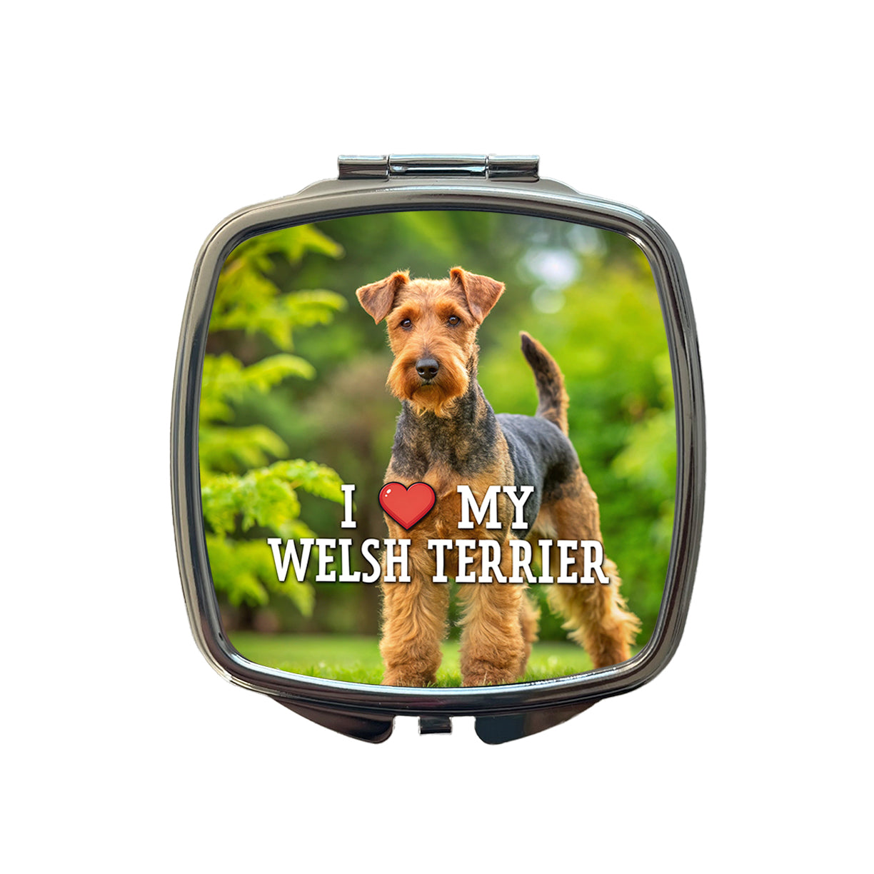 I Love My Welsh Terrier Dog Heart Small Travel Purse Handbag Pocket Makeup Compact Mirror