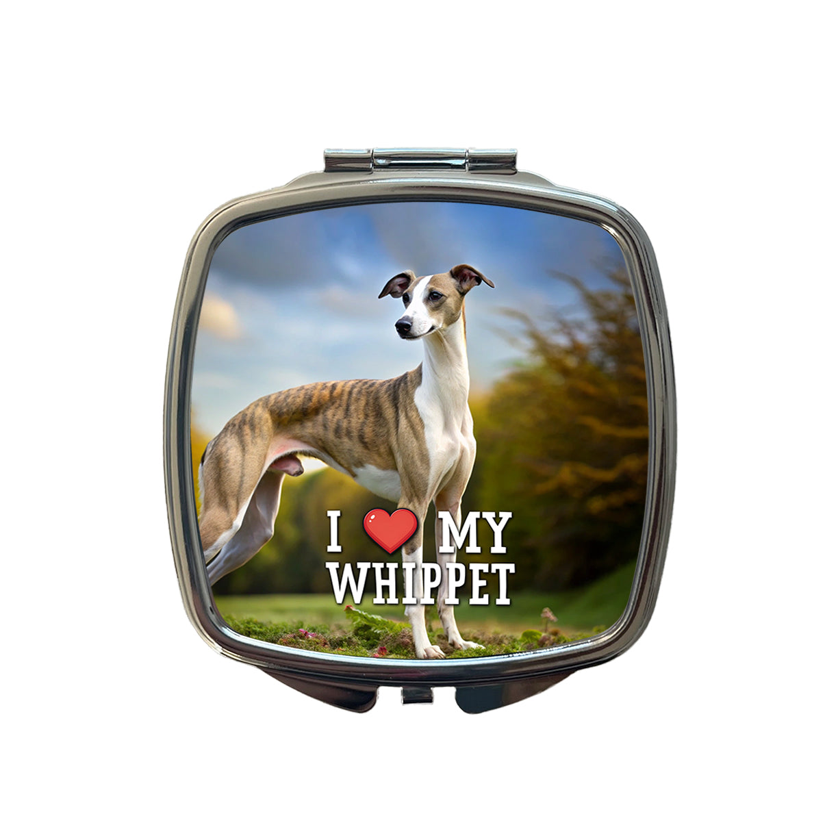 I Love My Whippet Dog Heart Small Travel Purse Handbag Pocket Makeup Compact Mirror