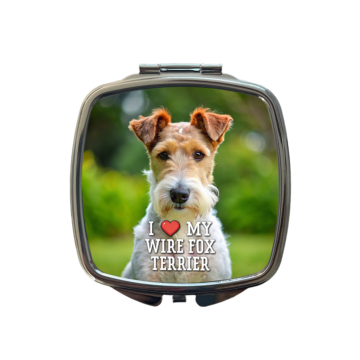 I Love My Wire Fox Terrier Dog Heart Small Travel Purse Handbag Pocket Makeup Compact Mirror
