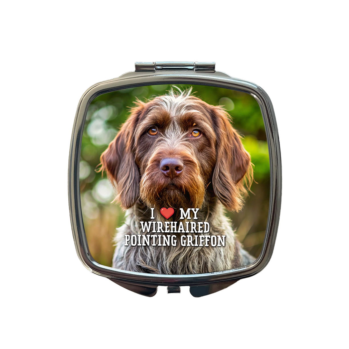 I Love My Wirehaired Pointing Griffon Dog Heart Small Travel Purse Handbag Pocket Makeup Compact Mirror