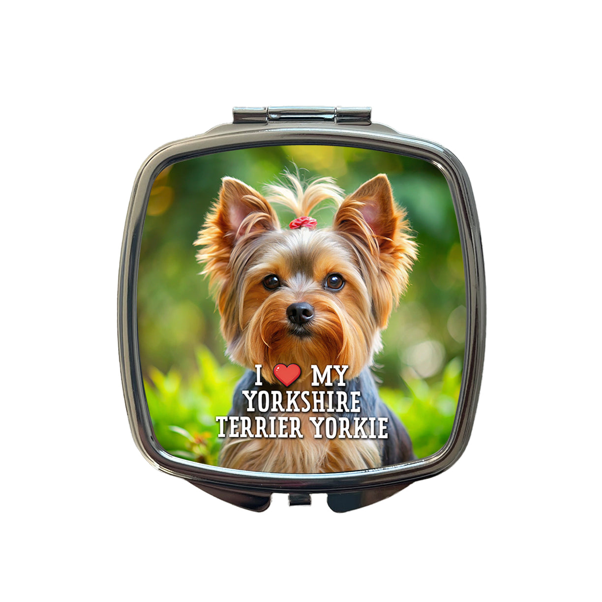 I Love My Yorkshire Terrier Yorkie Dog Heart Small Travel Purse Handbag Pocket Makeup Compact Mirror