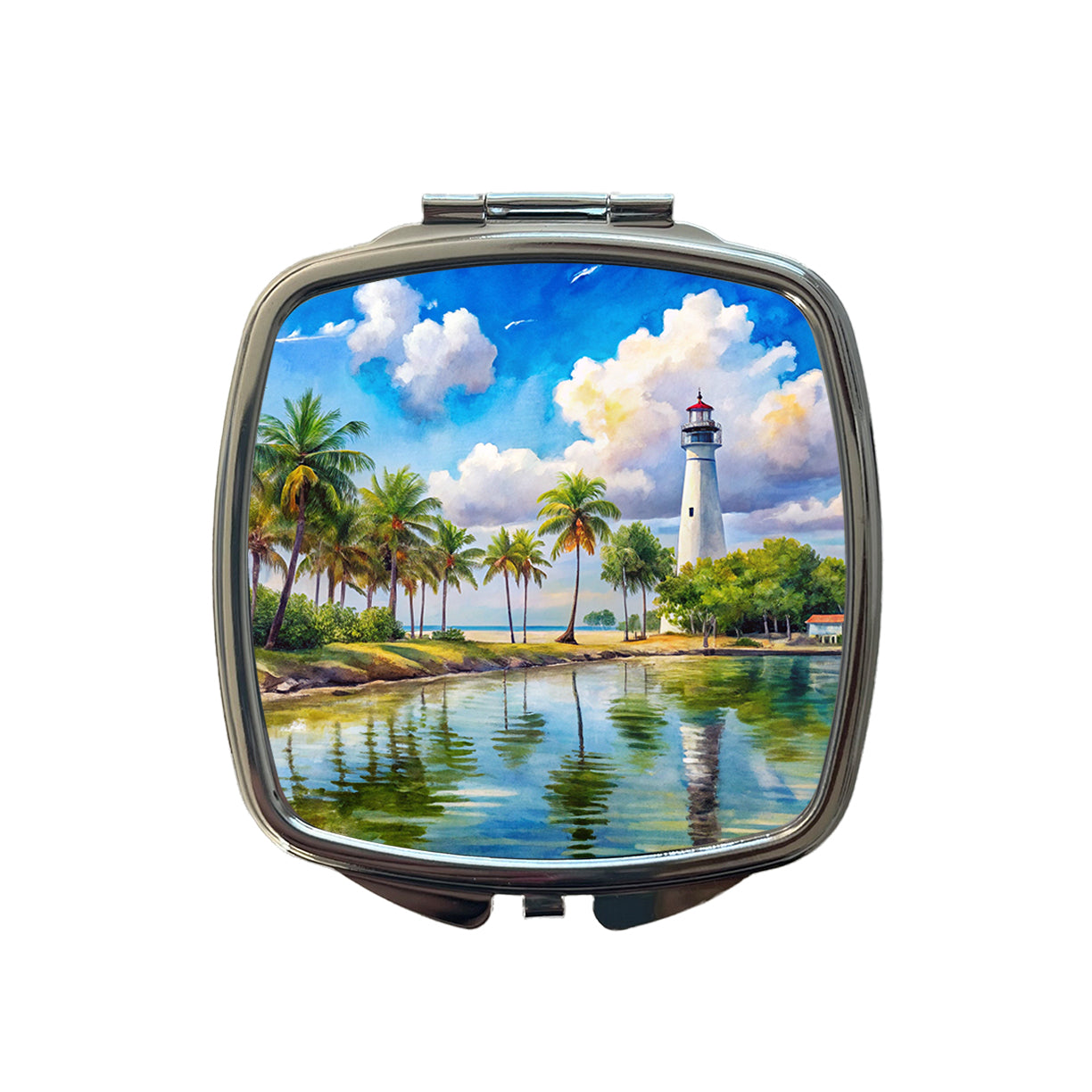 Biscayne National Park Florida Watercolor Style Small Travel Purse Handbag Pocket Makeup Compact Mirror