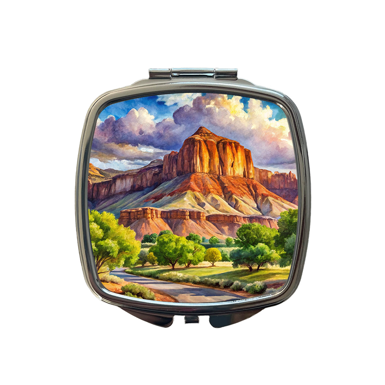 Capitol Reef National Park Utah Watercolor Style Small Travel Purse Handbag Pocket Makeup Compact Mirror
