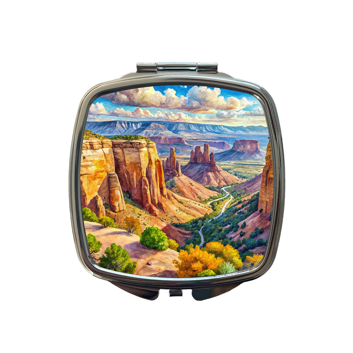 Colorado National Monument Colorado Watercolor Style Small Travel Purse Handbag Pocket Makeup Compact Mirror