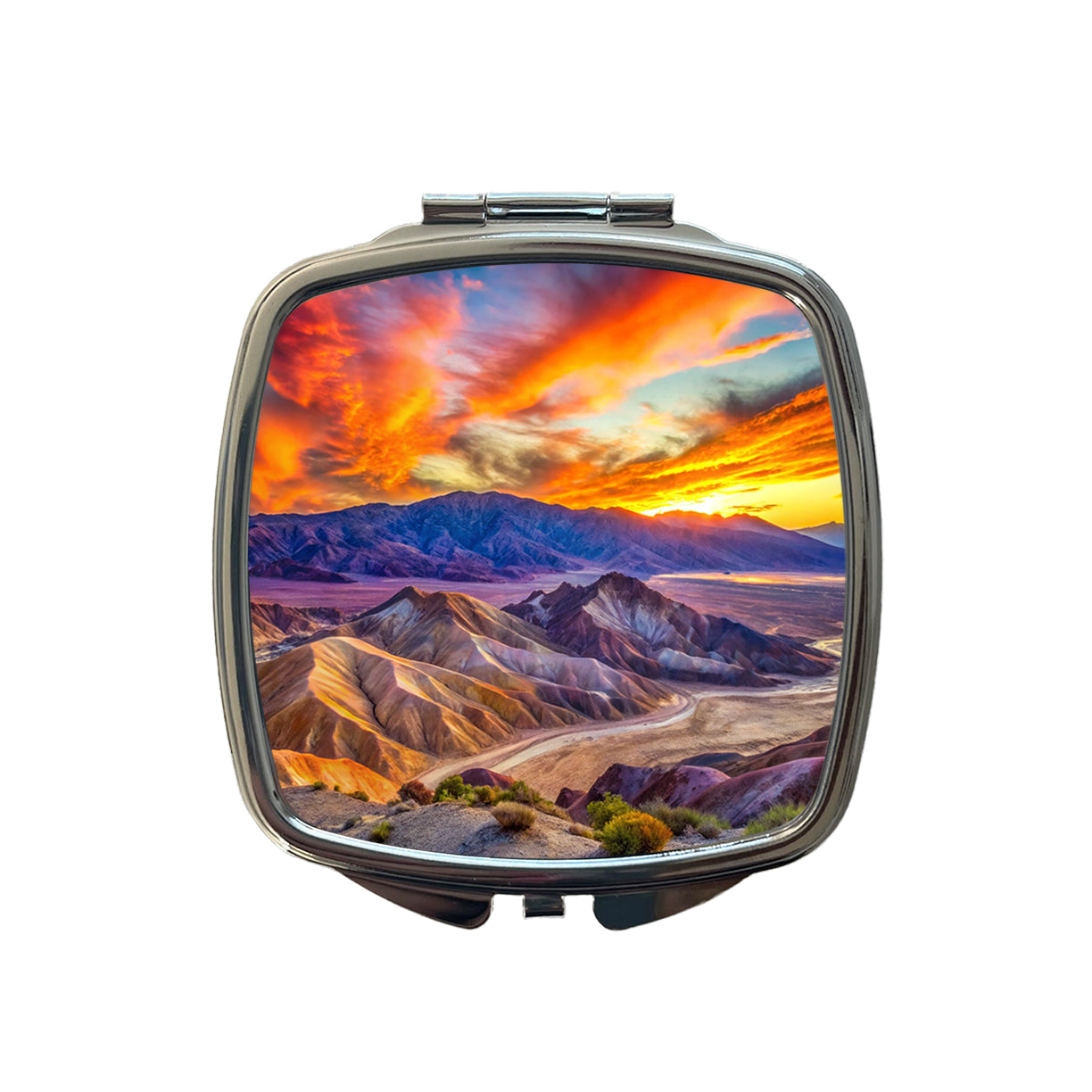 Death Valley National Park California Watercolor Style Small Travel Purse Handbag Pocket Makeup Compact Mirror
