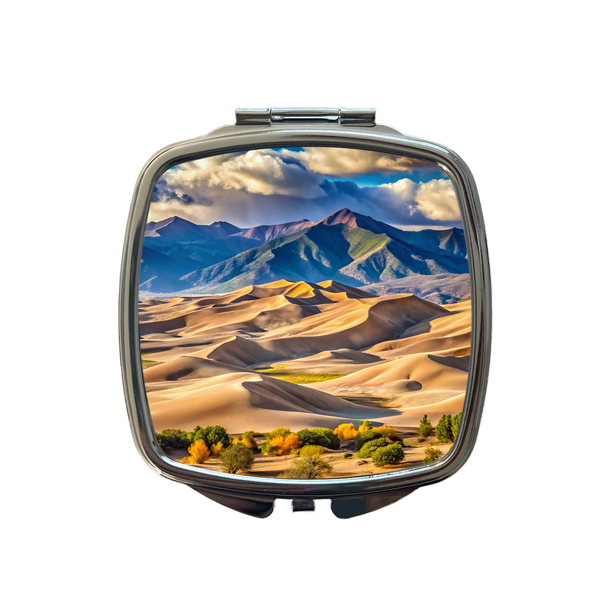 Great Sand Dunes National Park Colorado Watercolor Style Small Travel Purse Handbag Pocket Makeup Compact Mirror