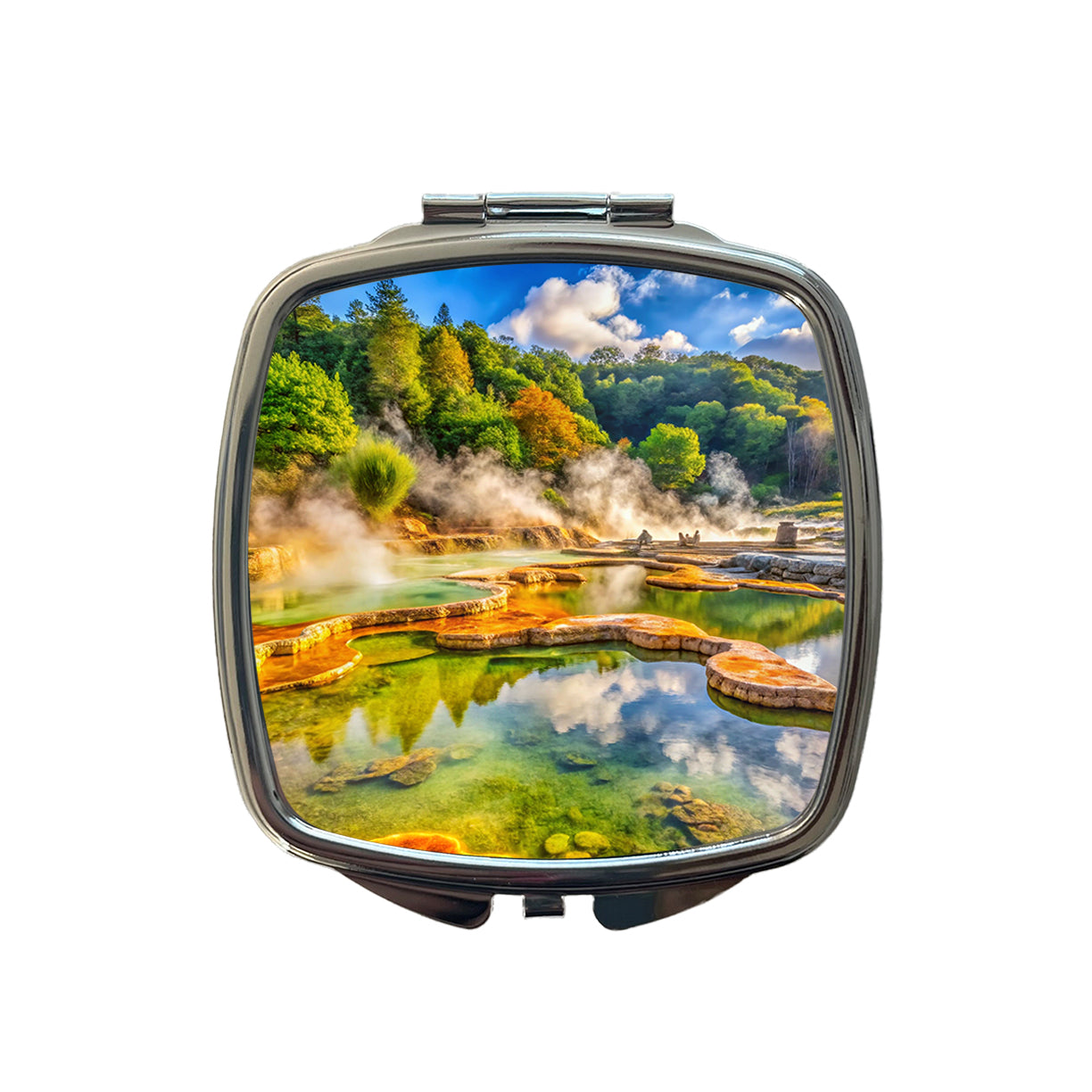 Hot Springs National Park Arkansas Watercolor Style Small Travel Purse Handbag Pocket Makeup Compact Mirror