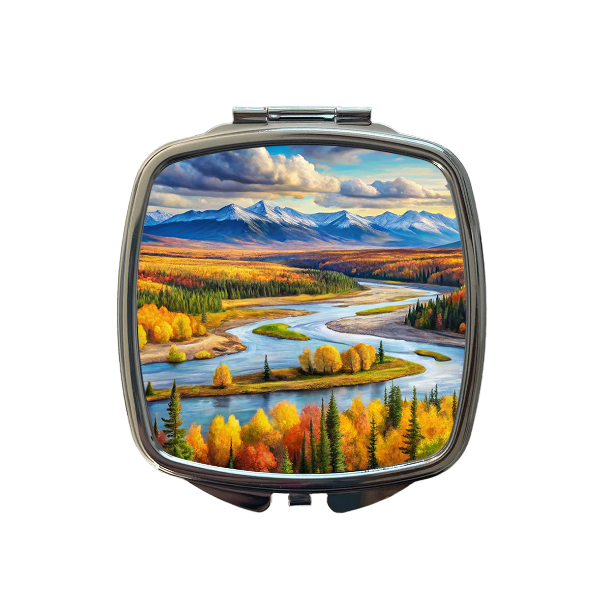 Kobuk Valley National Park Alaska Watercolor Style Small Travel Purse Handbag Pocket Makeup Compact Mirror