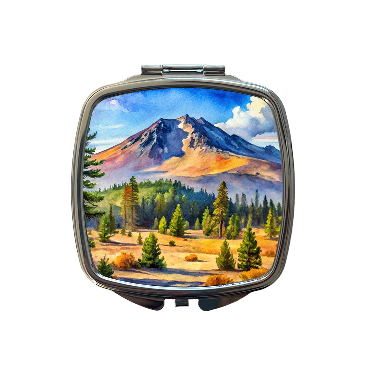 Newberry Volcanic National Monument Oregon Watercolor Style Small Travel Purse Handbag Pocket Makeup Compact Mirror
